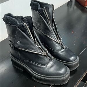 Sam Edelman Black Moto Boots with Zipper Detail LINDS ZIPPER CHELSEA BOOT